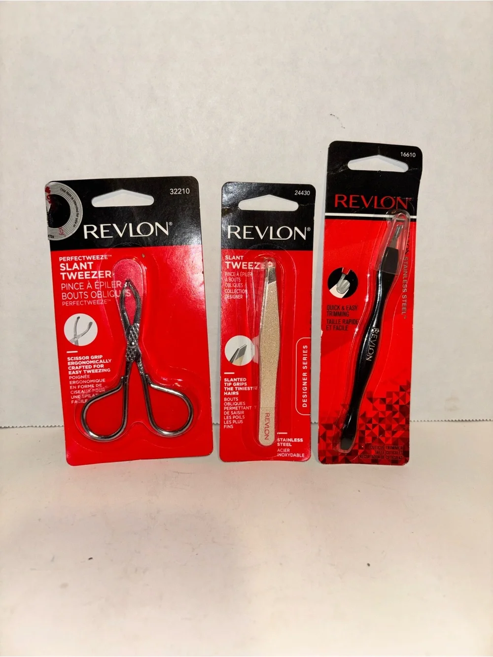 Revlon Tweezers and Scissor Grooming Tool Set - Red and Black-Beauty Bundle